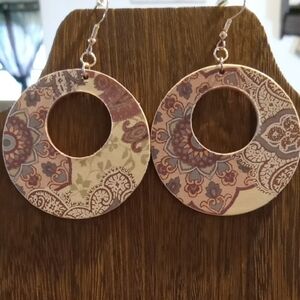 Elegant Patterned Wooden Hoop Earrings
